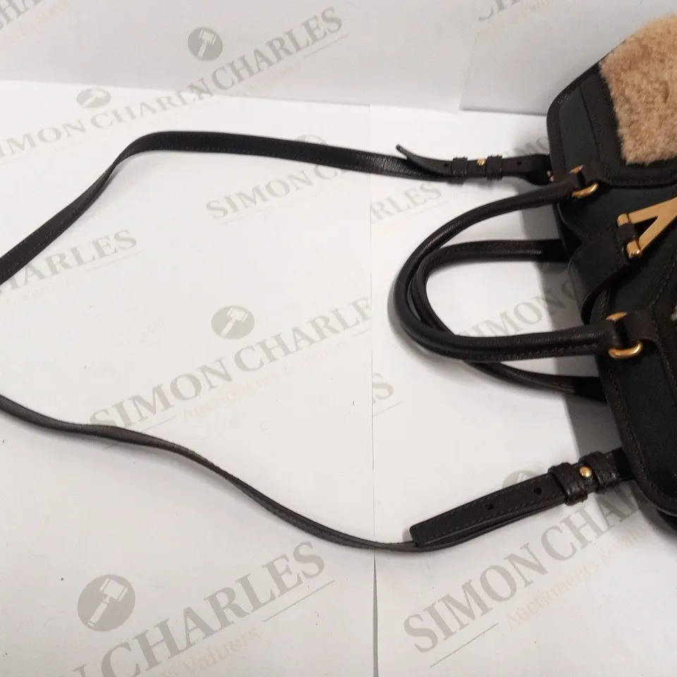 YVES SAINT LAURENT WOOL AND LEATHER CLUTCH BAG