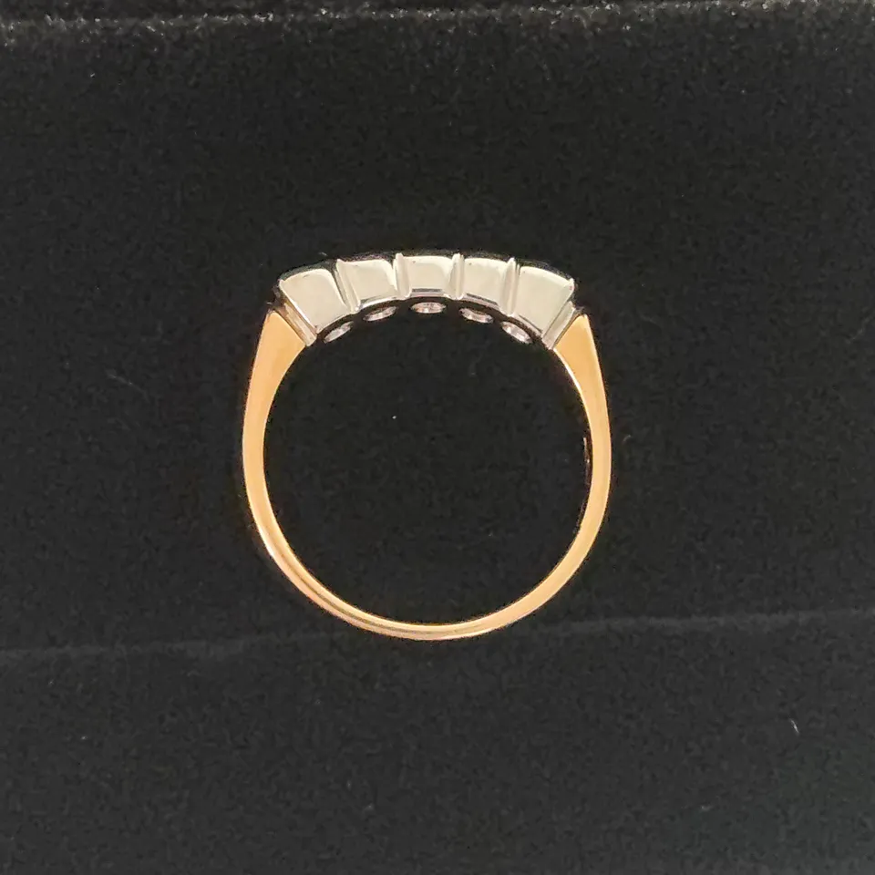 18CT GOLD FIVE STONE HALF ETERNITY RING SET WITH NATURAL DIAMONDS