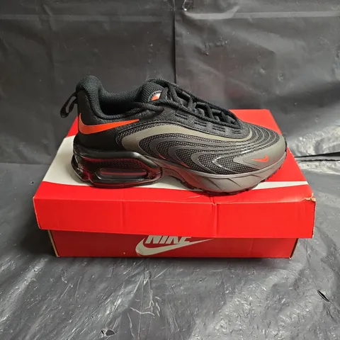 NIKE AIR MAX FIRE (GS) KIDS' SNEAKERS – BLACK/GREY WITH ORANGE ACCENTS – UK 3