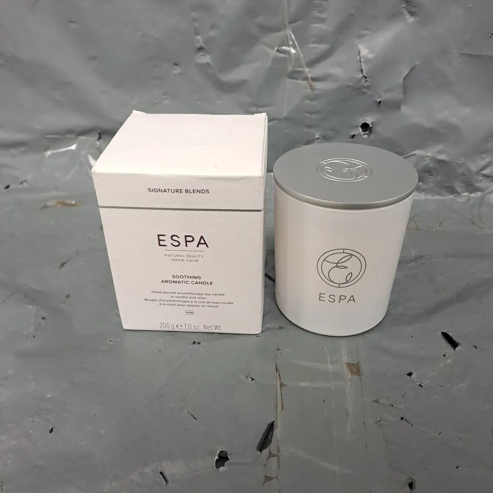 BOXED ESPA SIGNATURE BLENDS SOOTHING AROMATIC CANDLE 200G - COLLECTION ONLY