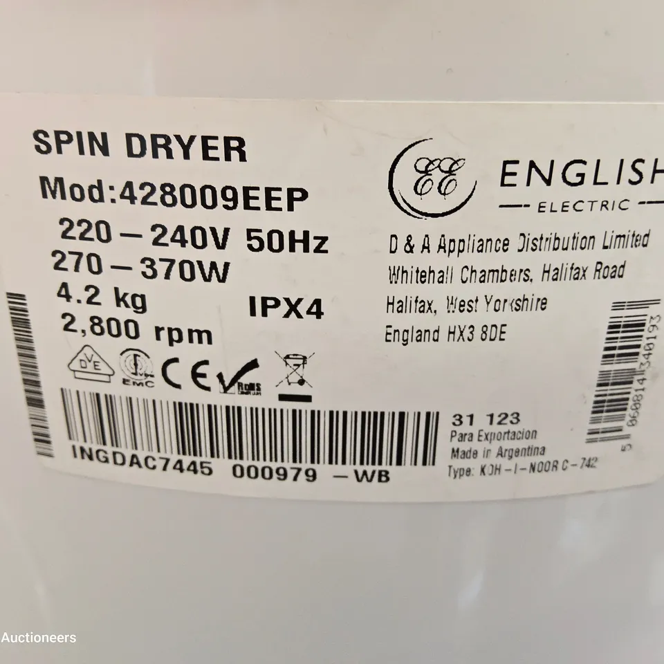 ENGLISH ELECTRIC SPIN DRYER Model 428009EEP