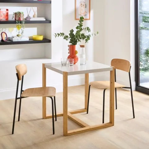 BOXED ARNIE SQUARE 2 SEATER DINING TABLE - STONE (1 BOX)