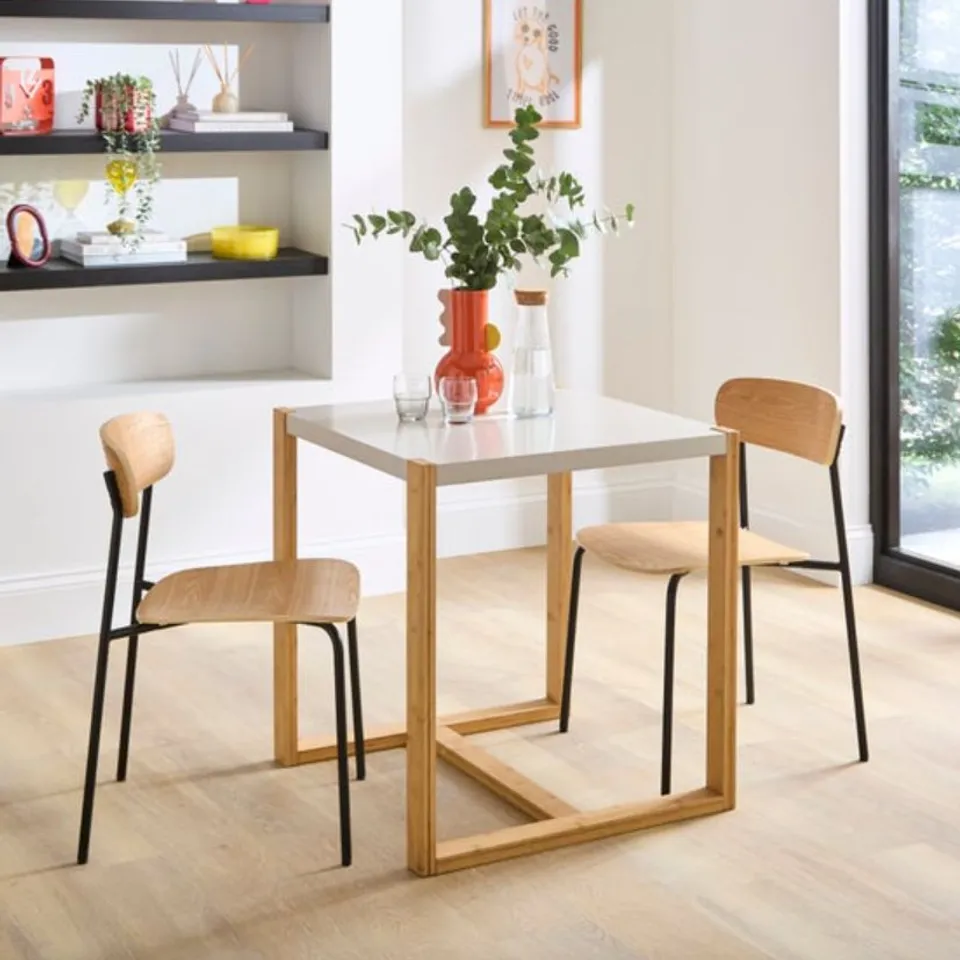 BOXED ARNIE SQUARE 2 SEATER DINING TABLE - STONE (1 BOX)