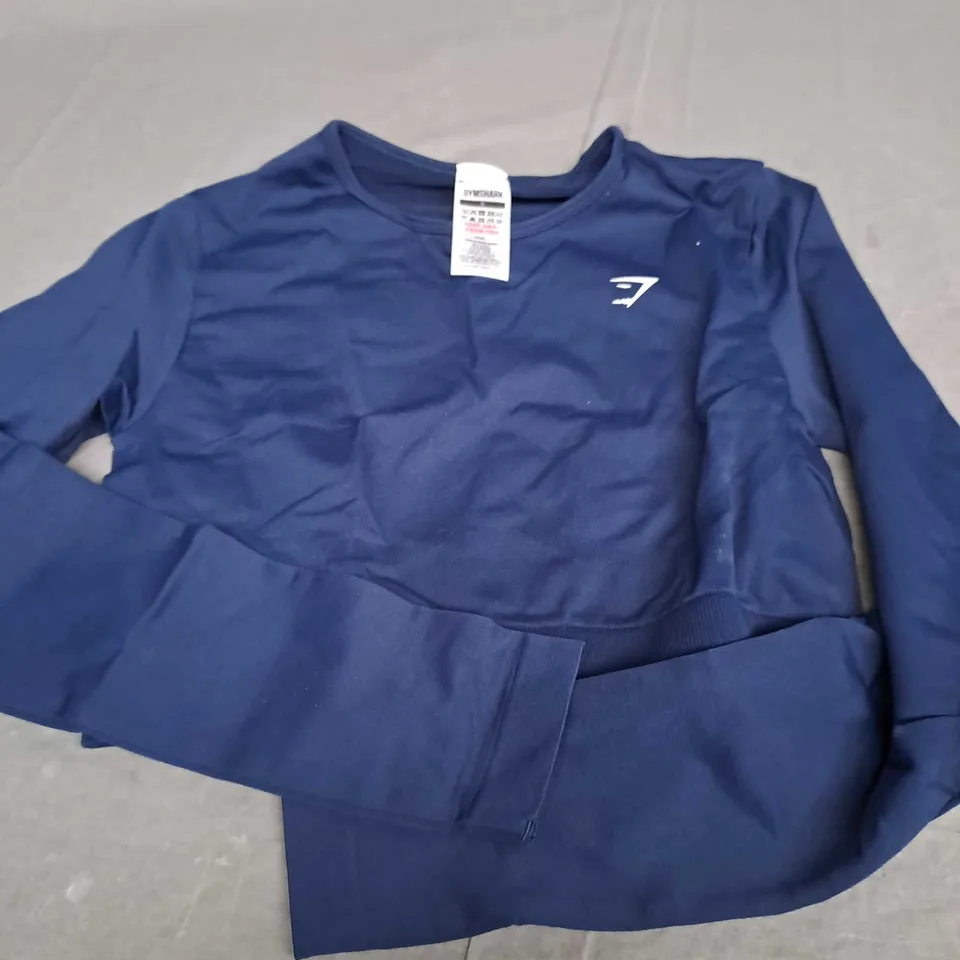 GYMSHARK NAVY CROPPED T-SHIRT - SMALL