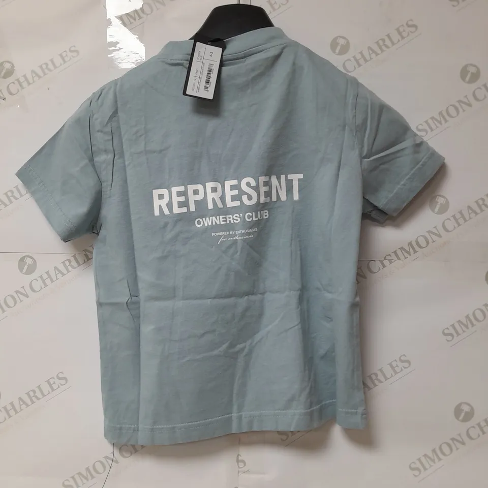 REPRESENT OWNER'S CLUB KIDS JERSEY TSHIRT IN POWDER BLUE SIZE 4-5YRS