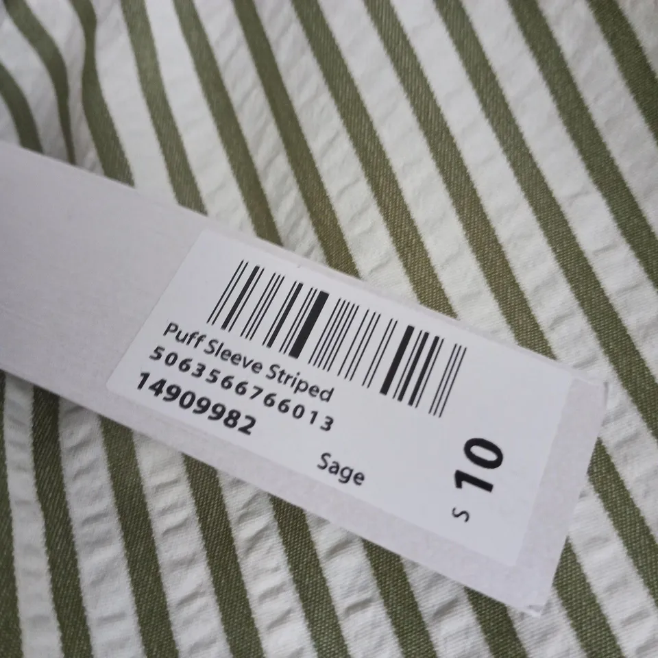 ROMAN ORIGINALS PUFF SLEEVE STRIPED DRESS – SAGE, UK 10