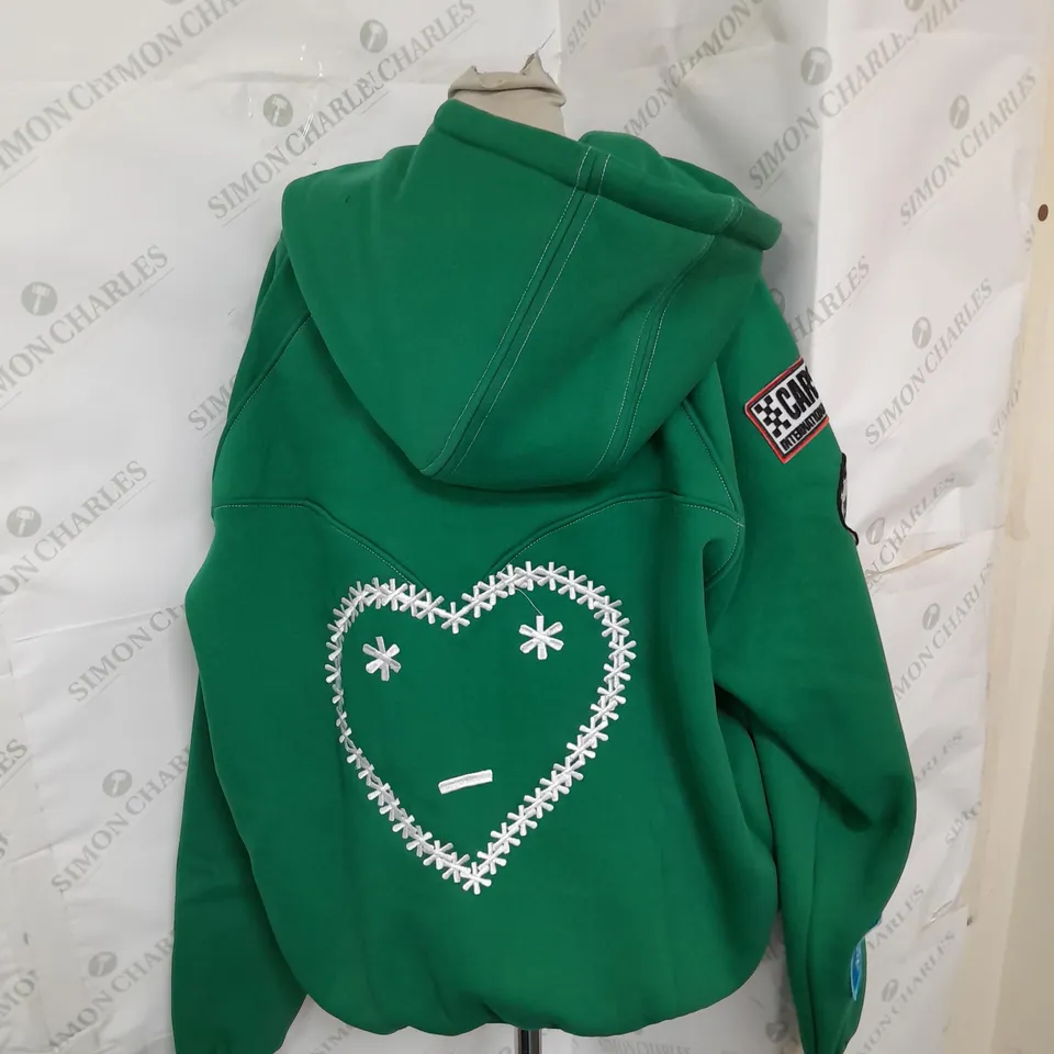 CARSICKO EMBROIDERED ZIP UP JACKET IN GREEN SIZE M