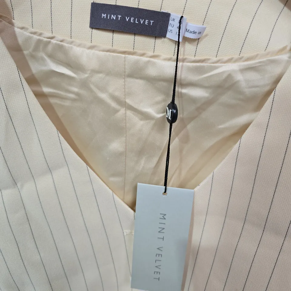 MINT VELVET WOMEN'S YELLOW PINSTRIPE WAISTCOAT – UK 16 (EU 44, US 12)