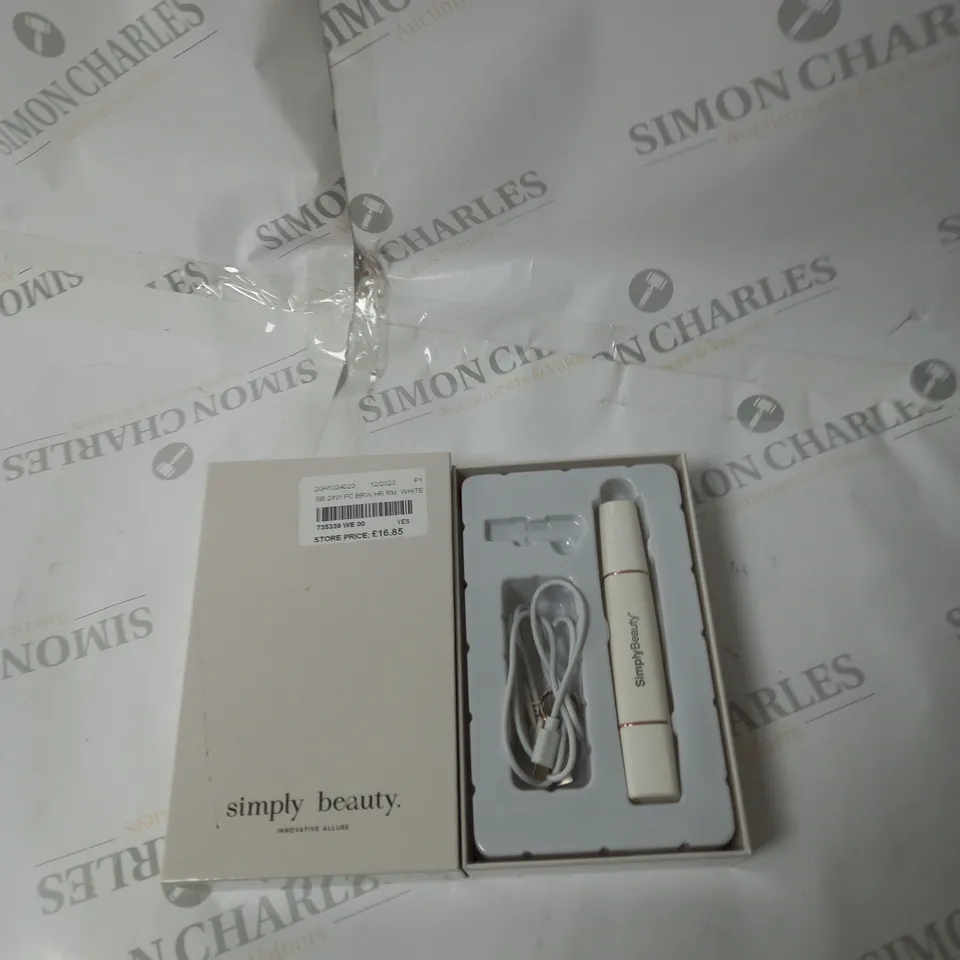 SIMPLY BEAUTY 2 IN 1 SUPER SMOOTH FACE & BROWS HAIR REMOVER, WHITE