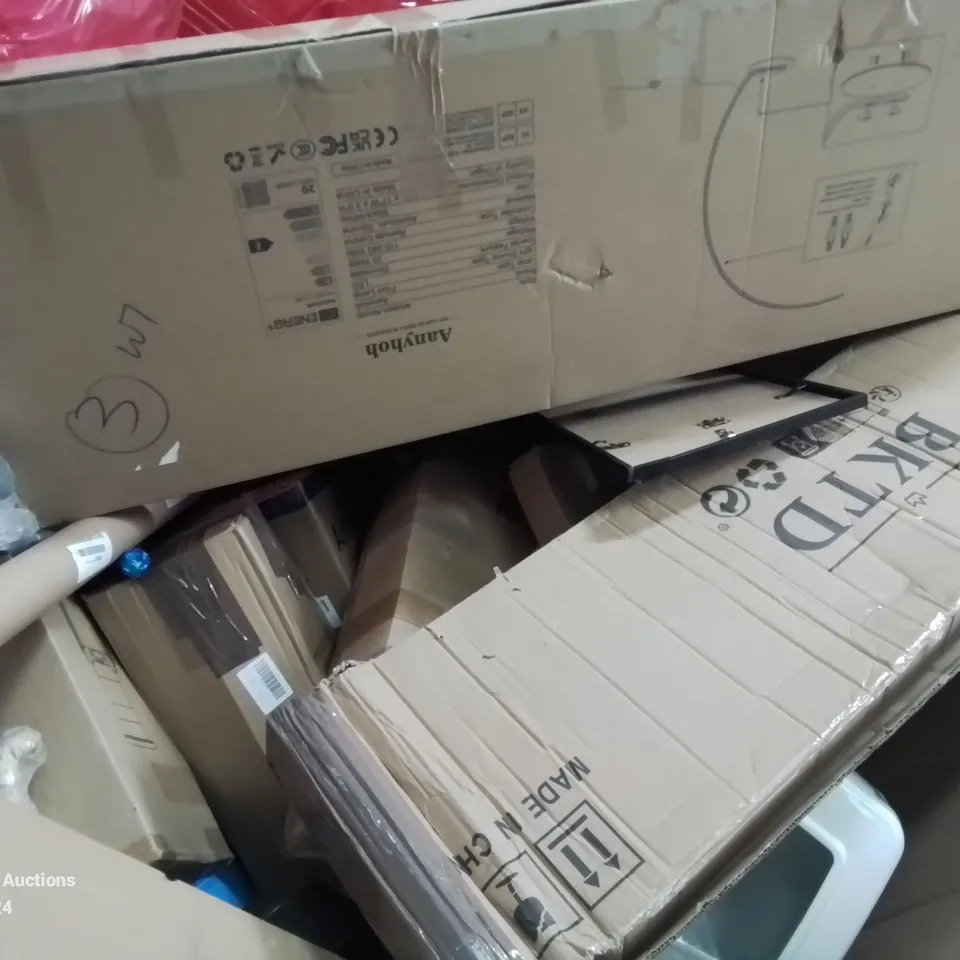 PALLET CONTAINING VARIOUS BOXED ITEMS TO INCLUDE LAMPS, TOILET SEAT COVER, AIR COOLER ETC.