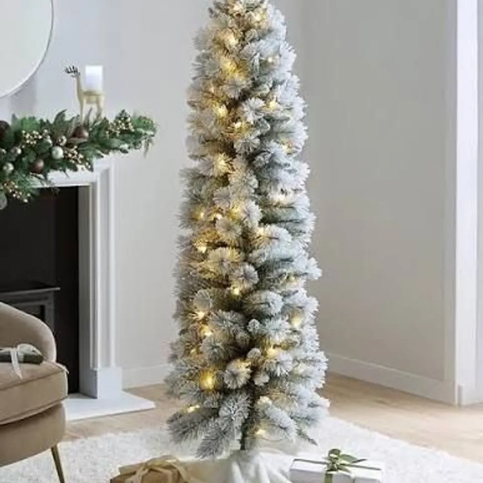 BOXED PRELIT FLOCKED PENCIL TREE - COLLECTION ONLY