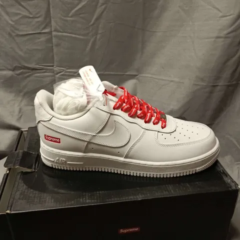 Nike Air Force 1  – White, Supreme collaboration with red laces - UK SIZE 10