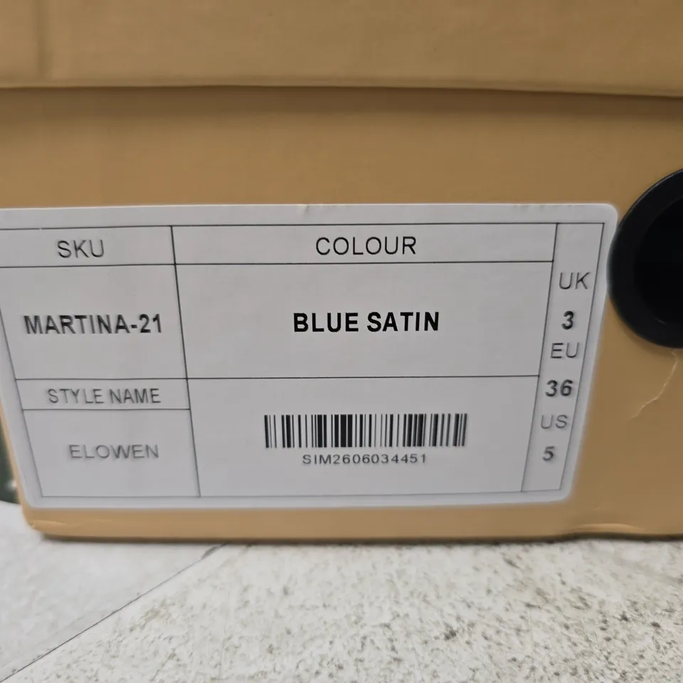 SIMMI LONDON MARTINA-21 BLUE SATIN SANDALS (UK 3 / EU 36)