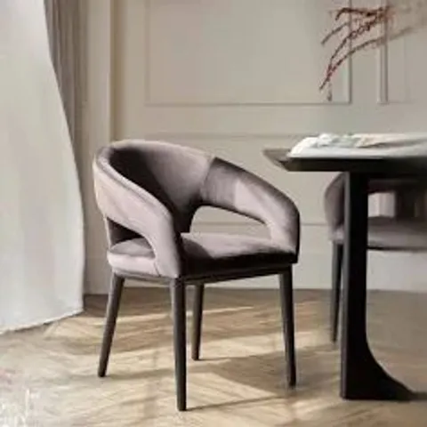 BOXED DANETTI HEATH MOCHA PLUSH VELVET AND BLACK WOOD DINING CHAIR