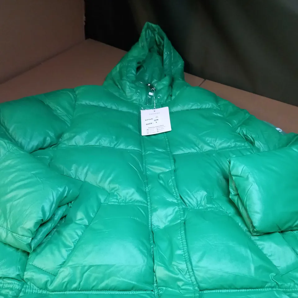 LUCKY FIVE VIBRANT GREEN PADDED/HOODIED COAT - MEDIUM