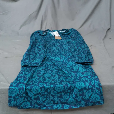 BODEN WOMENβS TEAL FLORAL PRINT DRESS, UK 10 (US 6)