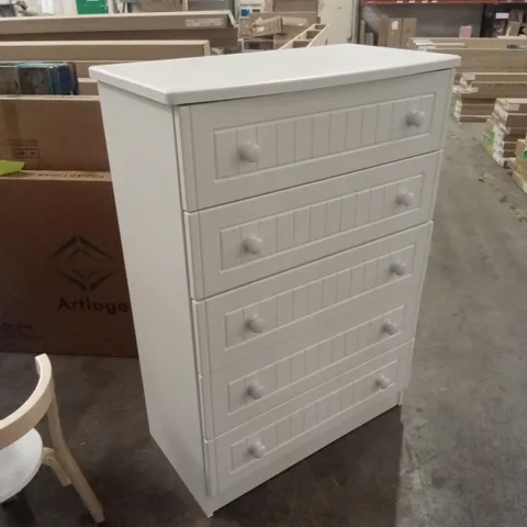 SAXENA 5 DRAWER CHEST OF DRAWERS - WHITE