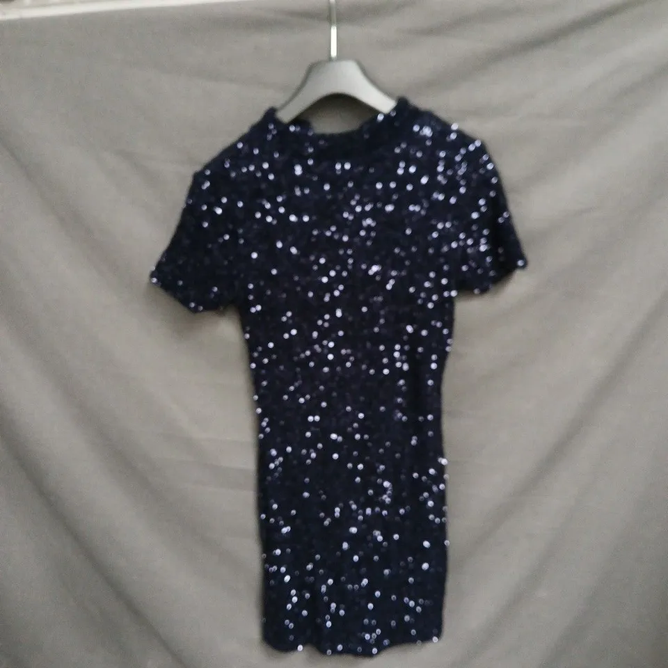 MANGO NAVY SEQUIN DRESS – SHORT SLEEVE, SIZE S