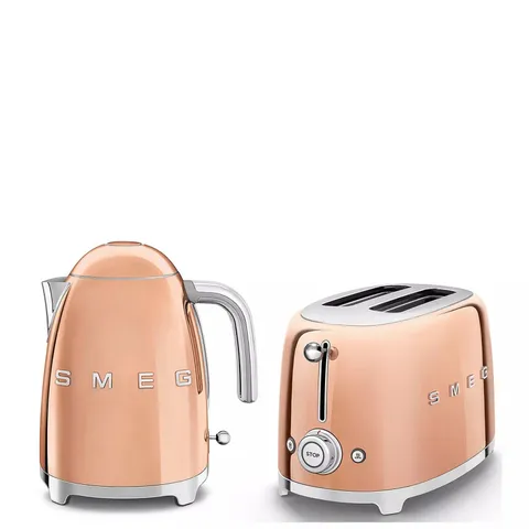 BOXED SMEG EEJB269 KETTLE & 2 SLICE TOASTER, ROSE GOLD