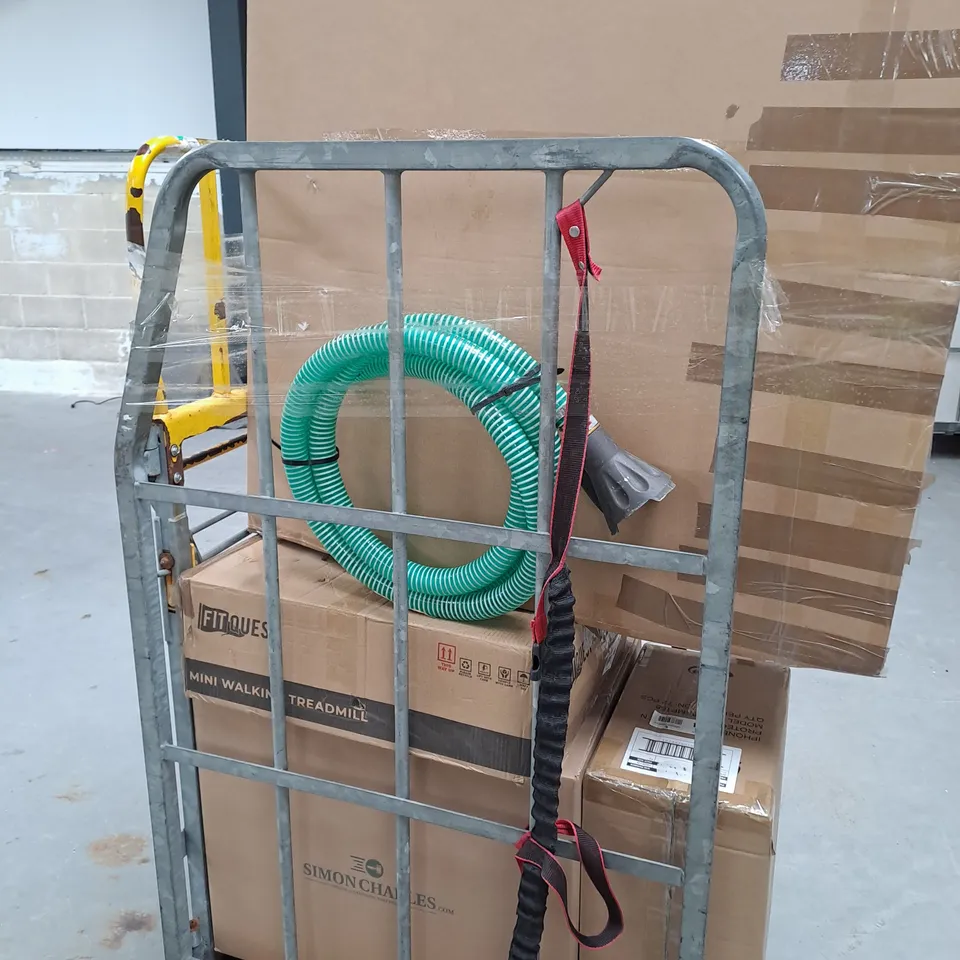 CAGE OF APPROX 5 ASSORTED FIT QUESTS , SCREEN PROTECTORS , PAIR OF SOFIA SHOES , ETC  