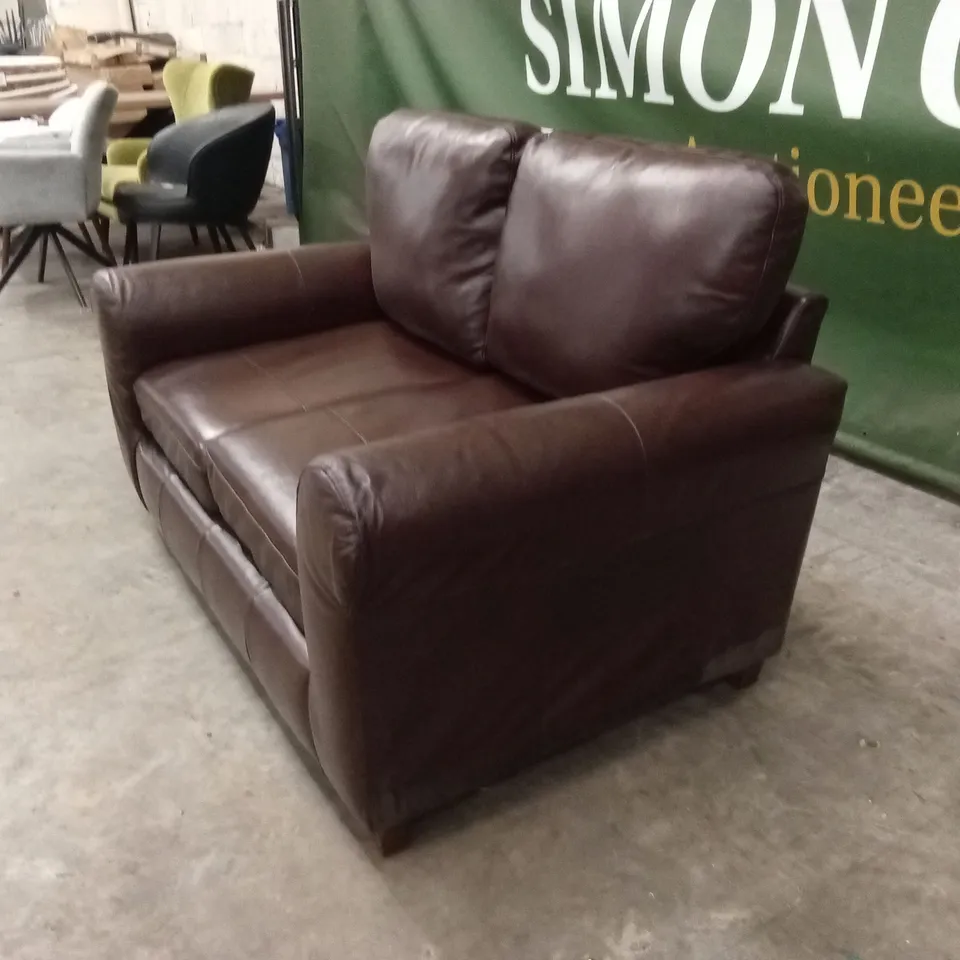 BAILEY 2 SEATER LEATHER SOFA - CHOCOLATE RRP £749