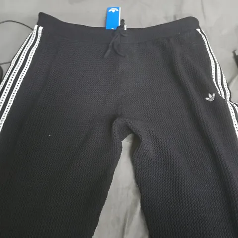 ADIDAS BLACK TRACK PANTS WITH WHITE SIDE STRIPES AND TREFOIL LOGO SIZE 2XL