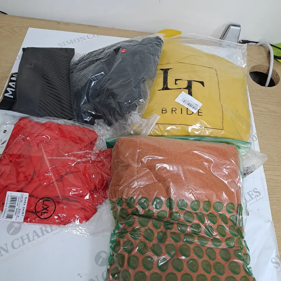 BOX OF ASSORTED CLOTHING ITEMS TOO INCLUDE JUMPERS, SHIRTS AND TROUSERS IN VARIOUS SIZES AND COLOURS   