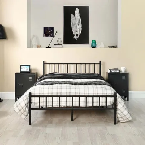 BOXED AURORA-LEIGH SMALL DOUBLE BED FRAME IN BLACK (1 BOX)