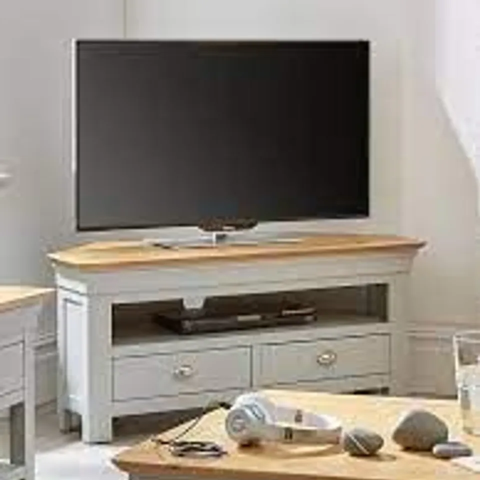 BOXED SEATTLE CORNER TV UNIT - GREY/OAK (1 BOX) RRP £269