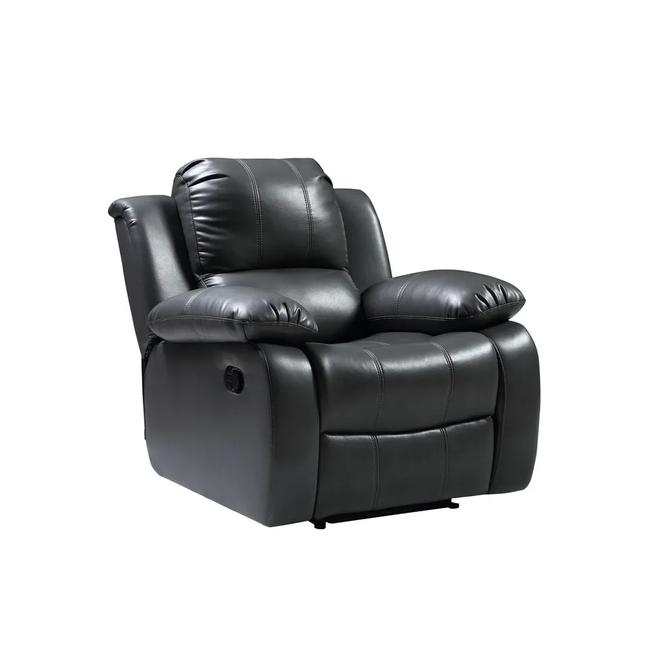 BOXED DESIGNER VALENCIA RECLINER CHAIR GREY LEATHER 