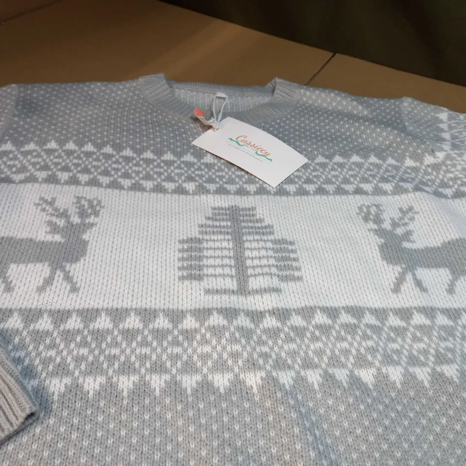 DESIGNER GREY/WHITE CHRISTMAS INSPIRED KNITTED JUMPER - XL