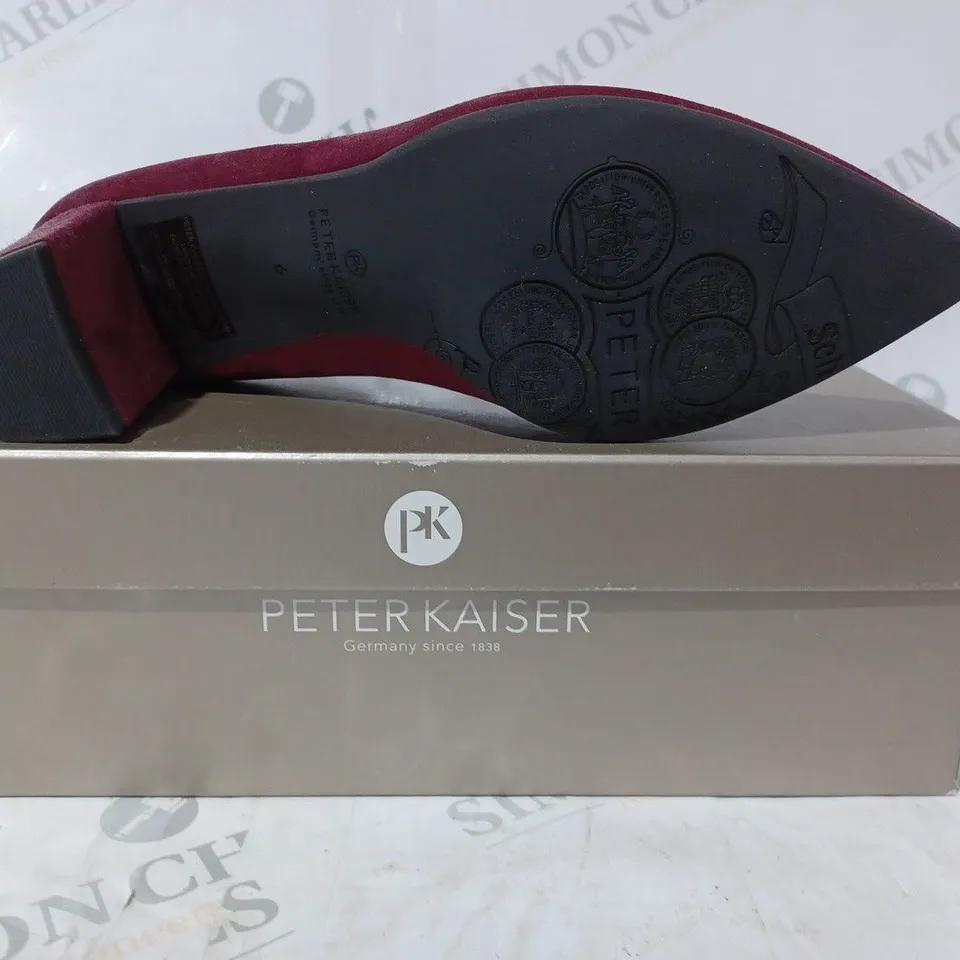 BOXED OUTLET PETER KAISER NAJA SLIP-ON HEELED COURT SHOES IN WINE COLOUR SIZE 6