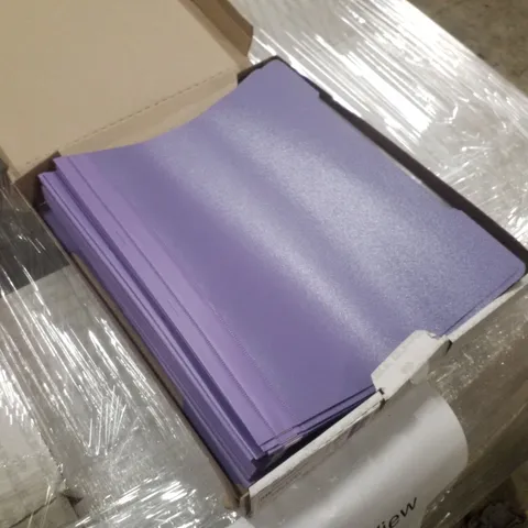 PALLET CONTAINING APPROXIMATELY 112 BOXES OF 50 LILAC CLEAR VIEW FOLDERS