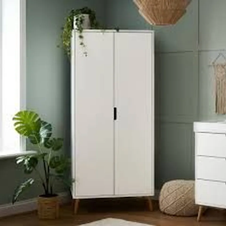 BOXED OBABY MAYA DOUBLE WARDROBE - WHITE WITH NATURAL (3 BOXES)