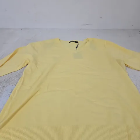 PURE & NATURAL LADIES V-NECK JUMPER – LEMON, UK 18