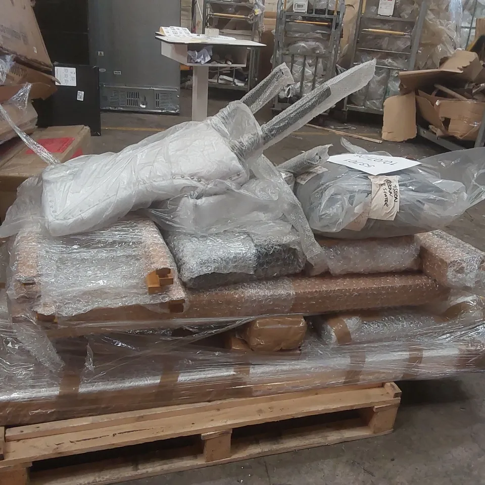 PALLET CONTAINING A VERY LARGE QUANTITY OF ASSORTED DESIGNER FURNITURE PARTS INCLUDING: CHAIR PARTS ECT