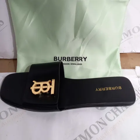BURBERRY SLIPPERS CLOGS, LEATHER BLACK - SIZE 42 