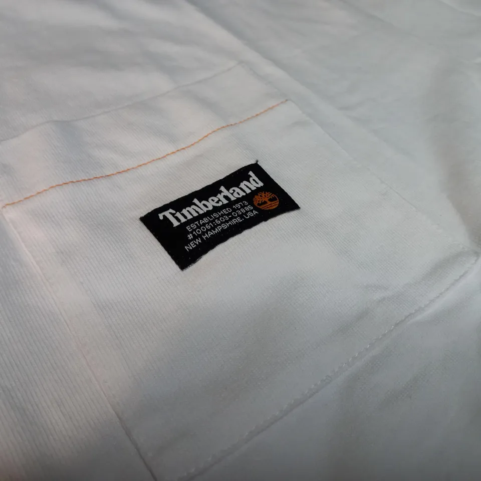 TIMBERLAND WHITE/LOGO CREW NECK T-SHIRT - LARGE