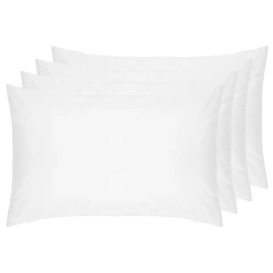 BAGGED 200 TC PURE COTTON 100% COTTON PILLOWCASES SET OF 4 IN WHITE 
