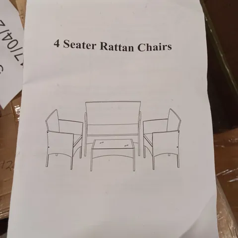 BOXED 4 SEATER RATTAN CHAIR SET - GREY (1 BOX)