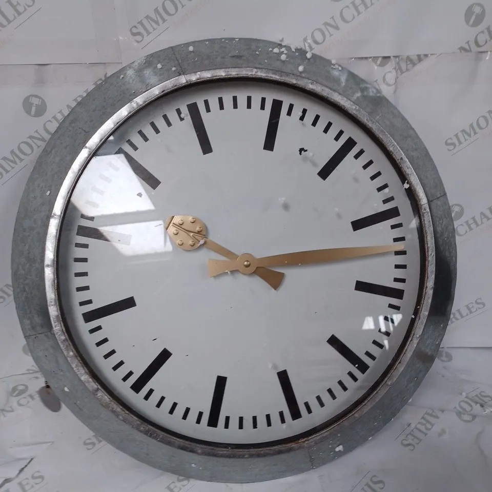 LARGE OUTDOOR GALVANISED STEEL CLOCK - WHITE FACE