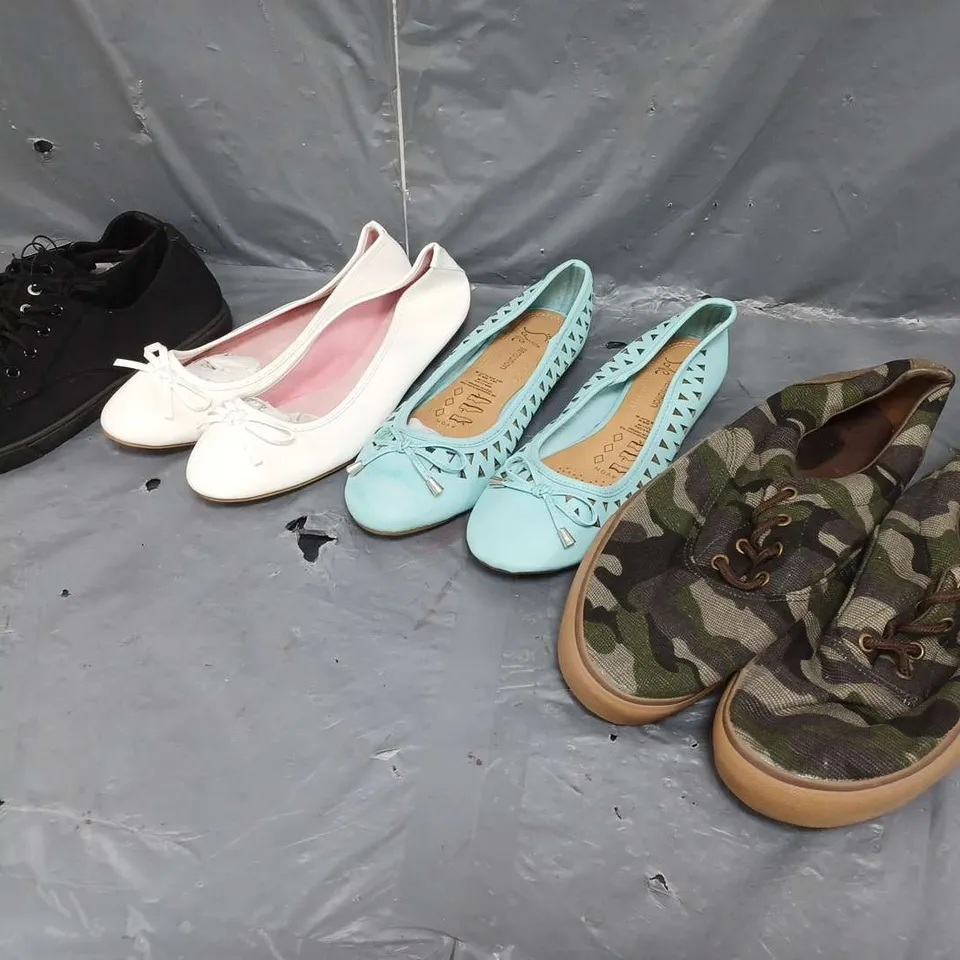 APPROXIMATELY 20 ASSORTED PAIRS OF SHOES IN VARIOUS COLOURS, STYLES, AND SIZES