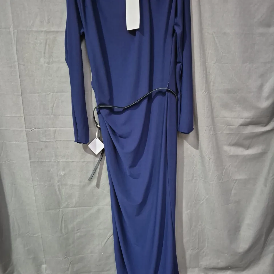 ZARA BLUE LONG-SLEEVE DRESS, WOMENS, SIZE L