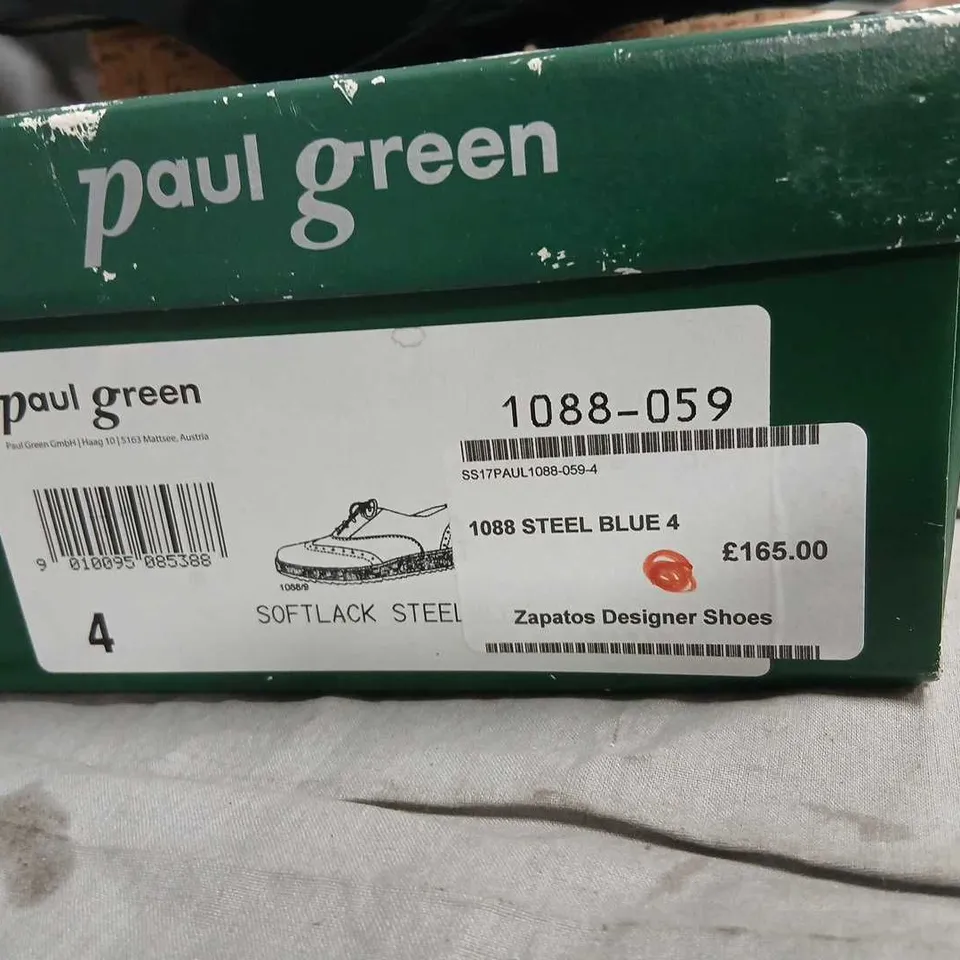 PAUL GREEN SOFTLACK STEEL BLUE OXFORD SHOES – UK 4 (BOXED)