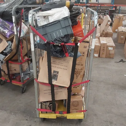 CAGE OF ASSORTED CONSUMER PRODUCTS/FURNITURE PARTS INCLUDING: CABLE REEL, ARTIFICIAL CHRISTMAS TREE, FAN HEATER ECT // CAGE NOT INCLUDED 