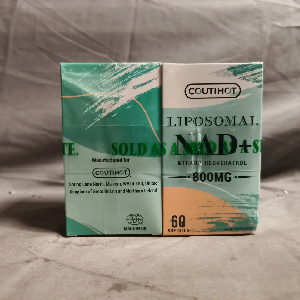 APPROXIMATELY 18 DUO PACKS OF COUTIHOT LIPOSOMAL NAD+ 800MG FOOD SUPPLEMENTS (60 SOFTGELS PER PACK)