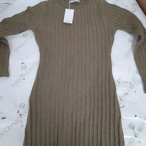 MNG KHAKI DRESS WITH LONG SLEEVES - MEDIUM