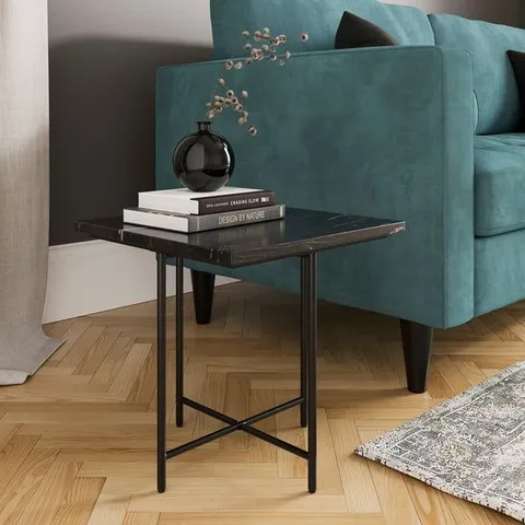 BOXED CINZIA SQUARE SIDE TABLE - BLACK