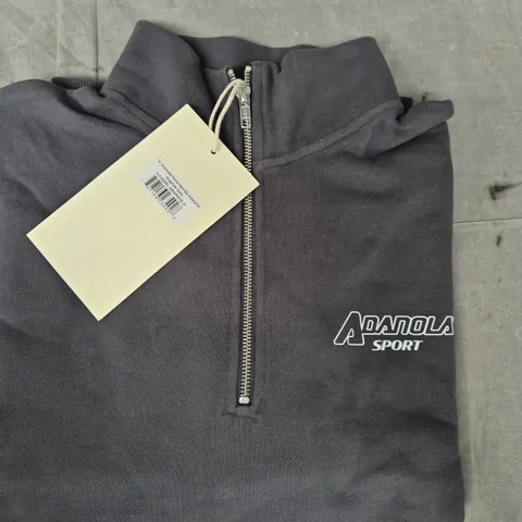 ADANOLA "A" OVERSIZED FUNNEL NECK ZIP SWEATSHIRT IN GRAPHITE GREY SIZE MEDIUM