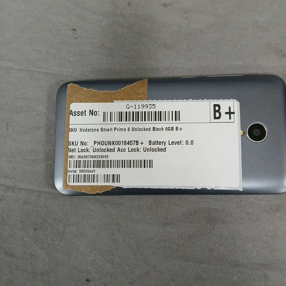 VODAFONE SMART PRIME 6 – UNLOCKED BLACK SMARTPHONE, 8GB. PHONE DOES NOT POWER ON